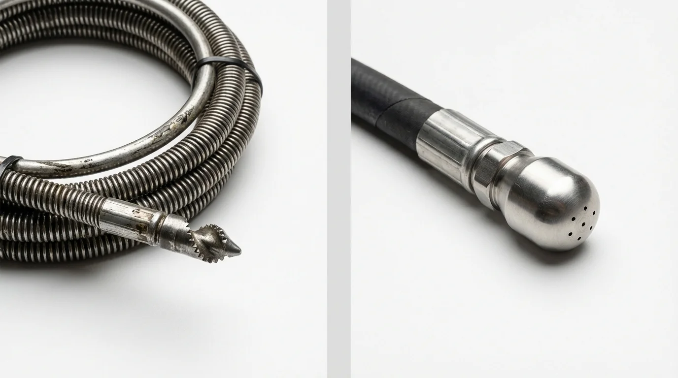 Drain snake cable and hydro jetting nozzle used for drain cleaning in Sullivan, MO